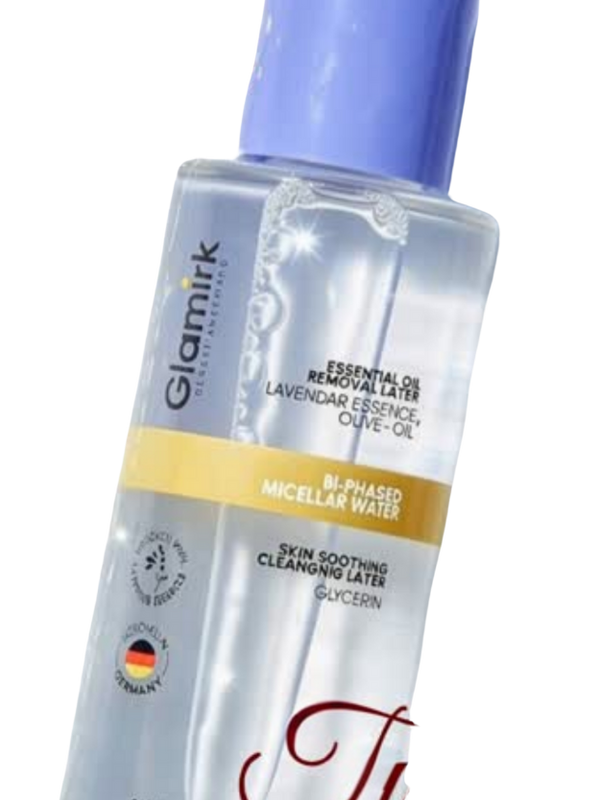 Glamirk Bi-Phased Micellar Water Makeup Remover – Lavender Essence & Olive Oil (60 ml)